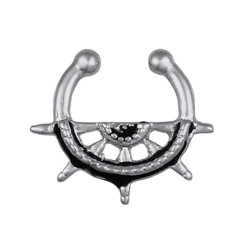 Fake Septum Piercing silberfarben Steuerrad Schiff Halbrund Edelstahl - chic - net.de