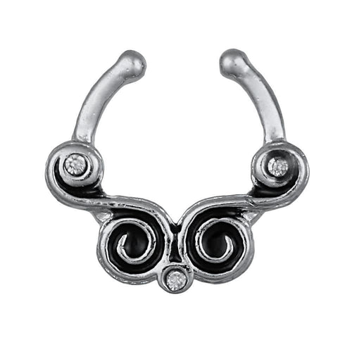 Fake Septum Piercing silberfarben zwei Schnörkel Spiralen Edelstahl - chic - net.de