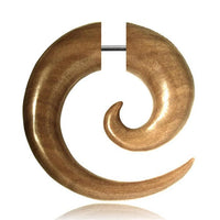 Load image into Gallery viewer, Fake Walnussholz Spirale Piercing Edelstahl Steckverschluss hellbraun gemasert - chic - net.de
