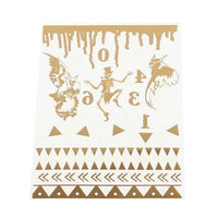 Load image into Gallery viewer, Flash Tattoos golden fluoreszierend Blut Skelett Eule Zahlen Wimpel 1 Bogen - chic - net.de
