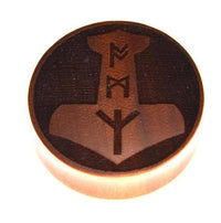Cargar imagen en el visor de la galería, Flesh Plug Holz braun Mjölnir Runen double flared - chic - net.de

