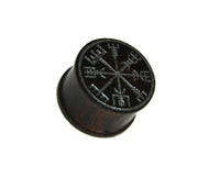 Cargar imagen en el visor de la galería, Flesh Plug Sonoholz Vegvisir Kompass silber Gravur - chic - net.de
