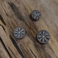 Cargar imagen en el visor de la galería, Flesh Plug Sonoholz Vegvisir Kompass silber Gravur - chic - net.de
