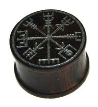 Cargar imagen en el visor de la galería, Flesh Plug Sonoholz Vegvisir Kompass silber Gravur - chic - net.de
