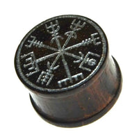 Cargar imagen en el visor de la galería, Flesh Plug Sonoholz Vegvisir Kompass silber Gravur - chic - net.de

