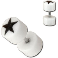 Cargar imagen en el visor de la galería, Fake Piercing Bone Edelstahl weiß Spiralen Sterne Spike Ohrstecker Ohrring
