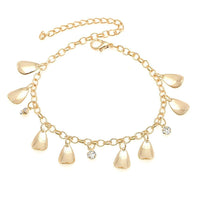 Load image into Gallery viewer, Glitzer Brass Fußkettchen golden Tropfen runde Zirkonia Steine weiß facettiert Fußkette - chic - net.de
