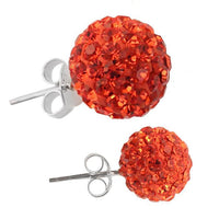 Cargar imagen en el visor de la galería, Glitzerkugel orange knallig 10 mm Kristall Ohrstecker 925er Silber Damen Schmuck - chic - net.de
