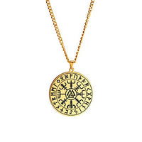 Load image into Gallery viewer, Halskette Edelstahl Valknut Vegvisir Runenrand Karabiner - chic - net.de

