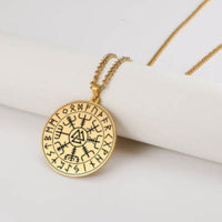Load image into Gallery viewer, Halskette Edelstahl Valknut Vegvisir Runenrand Karabiner - chic - net.de
