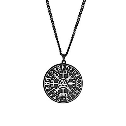Halskette Edelstahl Valknut Vegvisir Runenrand Karabiner - chic - net.de