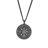 Load image into Gallery viewer, Halskette Edelstahl Valknut Vegvisir Runenrand Karabiner - chic - net.de
