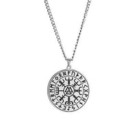 Load image into Gallery viewer, Halskette Edelstahl Valknut Vegvisir Runenrand Karabiner - chic - net.de
