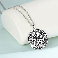 Load image into Gallery viewer, Halskette Edelstahl Vegvisir Celtic Rand Karabiner - chic - net.de
