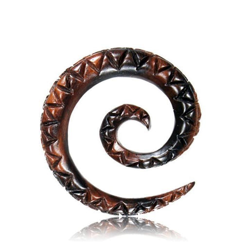 Narraholz Piercing Wood Zig Zag Dark Brown Spiral 4mm 6mm 8mm Stretching Spiral