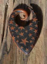 Load image into Gallery viewer, Holz Dehnschnecke Ohr Piercing Tropfen Star Burst 6mm
