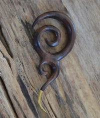Load image into Gallery viewer, Holz Dehnschnecke Ohr Piercing Doppel Spirale Brass Ende
