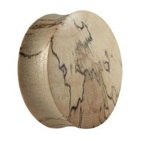 Load image into Gallery viewer, The Bananenholz Plug Naturmaserung is a hand-carved, double flared wood plug featuring smooth, curved edges and unique natural grain patterns, giving this tribal tunnel ear expander an organic look.
