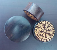 Cargar imagen en el visor de la galería, Flesh Plug Vegvisir Runen Kreis Holz Sonoholz Jackfrucht double flared
