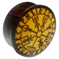 Cargar imagen en el visor de la galería, Flesh Plug Vegvisir Runen Kreis Holz Sonoholz Jackfrucht double flared
