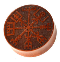 Load image into Gallery viewer, Plug Holz Wikinger Kompass Vegvisir braun double flared
