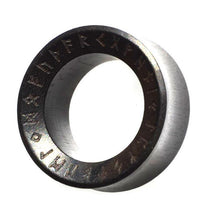 Cargar imagen en el visor de la galería, Flesh Tunnel Holz dunkel double flared Runen Ring
