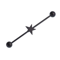 Load image into Gallery viewer, Industrial Piercing Edelstahl, titan beschichtet schwarz, stern, kugel verschluss - chic - net.de
