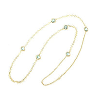 Cargar imagen en el visor de la galería, Kette 18 karat vergoldet Glaskristalle türkis eckig Zopfrand nickelfrei Karabiner lang - chic - net.de
