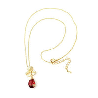 Cargar imagen en el visor de la galería, Kette 18 karat vergoldet rot Klee Tropfen Glaskristall Spirale nickelfrei Karabiner facettiert - chic - net.de
