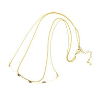 Cargar imagen en el visor de la galería, Kette 18 karat vergoldet zweilagig Bogen Perlen Stein blau weiß nickelfrei Karabiner verstellbar - chic - net.de
