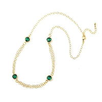 Cargar imagen en el visor de la galería, Kette 18 karat vergoldet zweilagig Glaskristall grün rund facettiert nickelfrei Karabiner - chic - net.de
