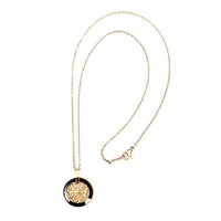 Load image into Gallery viewer, Ketten Halskette Edelstahl nickelfrei Damen Anhänger Keramik Ring schwarz Platte Muster - chic - net.de
