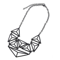 Load image into Gallery viewer, Ketten kurze Halskette Edelstahl schwarz plastisch acht Pyramiden 57 cm - chic - net.de
