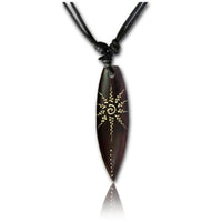 Load image into Gallery viewer, Surferkette Baumwolle Holz Surfbrett Blume Türkis handbemalt verstellbar Kette
