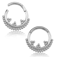 Load image into Gallery viewer, Klapp Segment Ring Piercing Edelstahl Punkte Dreiecke - chic - net.de
