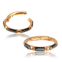 Load image into Gallery viewer, Klapp Segment Ring Piercing rechteckig Kristall schwarz - chic - net.de
