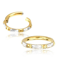 Load image into Gallery viewer, Klapp Segment Ring Piercing rechteckig Kristall weiß - chic - net.de
