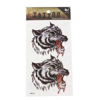Load image into Gallery viewer, Klebe Tattoo Wolf gezeichnet Pinselstriche grau schwarz Maul 2 Motive 1 Bogen - chic - net.de
