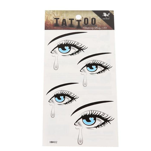 Klebetattoo Augen weinend Pupille hellblau Tränen traurig 4 Motive 1 Bogen - chic - net.de