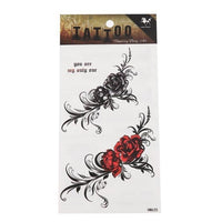 Load image into Gallery viewer, Klebetattoo Rose Schnörkel Vintage schwarz rot Spruch 3 Motive 1 Bogen - chic - net.de
