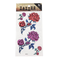 Load image into Gallery viewer, Klebetattoo Rosen Blüten rot lila Stiel Blätter blau Dornen 4 Motive 1 Bogen - chic - net.de
