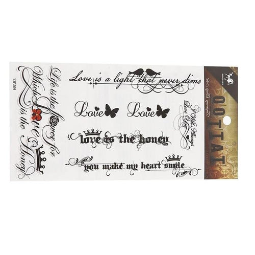 Klebetattoo Tattoos Love Sprüche gothic kursiv Vögel Schmetterlinge Krone 1 Bogen - chic - net.de