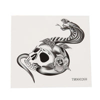 Load image into Gallery viewer, Klebetattoo temporär Totenkopf Rosen Kobra Schlange Rosen schwarz weiß 1 Bogen - chic - net.de
