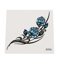 Load image into Gallery viewer, Klebetattoo temporär Tribal schwarz Rosen Blüten Blau einzeln 1 Bogen - chic - net.de
