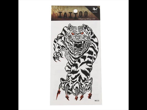 Klebetattoo Tiger springend schwrz weiß Krallen rot Blut 1 Motiv 1 Bogen - chic - net.de