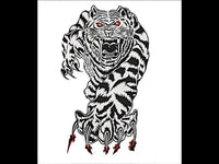 Load image into Gallery viewer, Klebetattoo Tiger springend schwrz weiß Krallen rot Blut 1 Motiv 1 Bogen - chic - net.de
