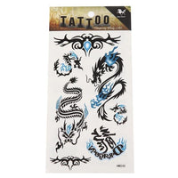 Load image into Gallery viewer, Klebetattoo Tribal Ornamente Drachen Schriftzeichen schwarz blau 7 Motive 1 Bogen - chic - net.de
