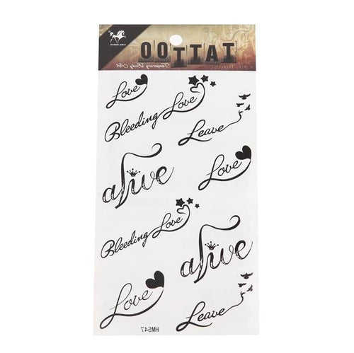 Klebetattoos Tattoo Love Live Leave Schreibschrift 1 Bogen 9 Motive - chic - net.de