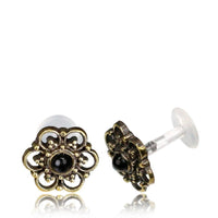Load image into Gallery viewer, Labret Lippen Piercing Bio Acryl Onyx Punkte Blume antik golden Brass Tragus - chic - net.de
