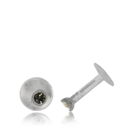 Labret Piercing Glaskristall weiß Bioplastik klar 6 mm oder 8 mm - chic - net.de